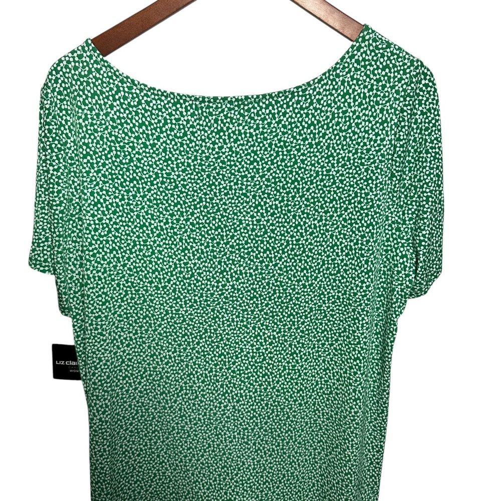Liz Claiborne Emerald Green Blouse Top Short Sleeve Plus 1X New - Picture 2 of 6